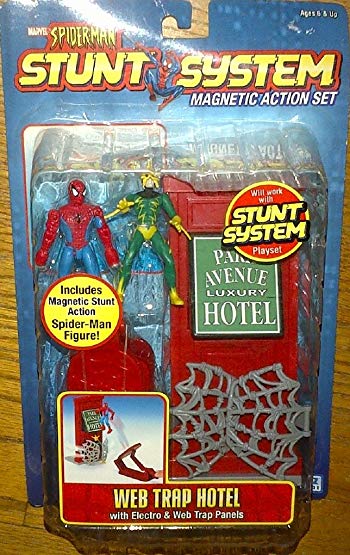 Spider-Man Stunt System Magnetic Action Set-Web Trap Hotel with Electro and Web Trap Panels