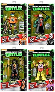 TMNT / WWE Ninja Superstars Complete Set of 4 - WWE Teenage Mutant Ninja Turtles Ninja Superstar Playmates Toy Wrestling Action Figures